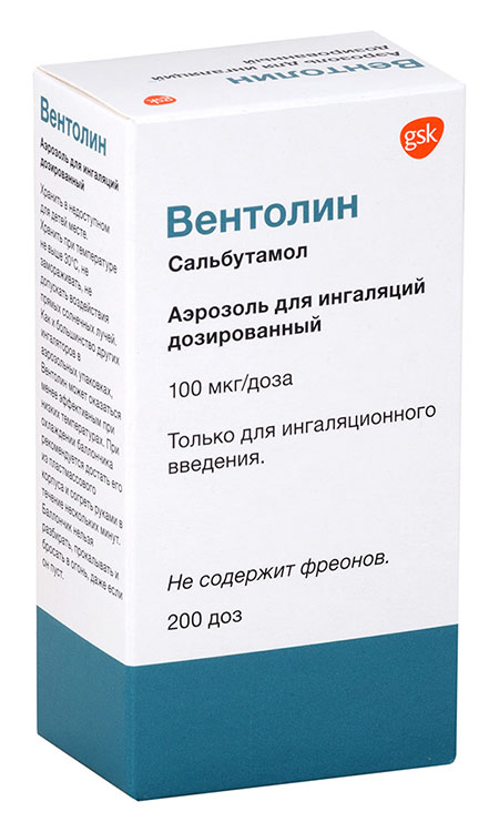 Вентолин аэрозоль 100 мкг/доза 200 доз